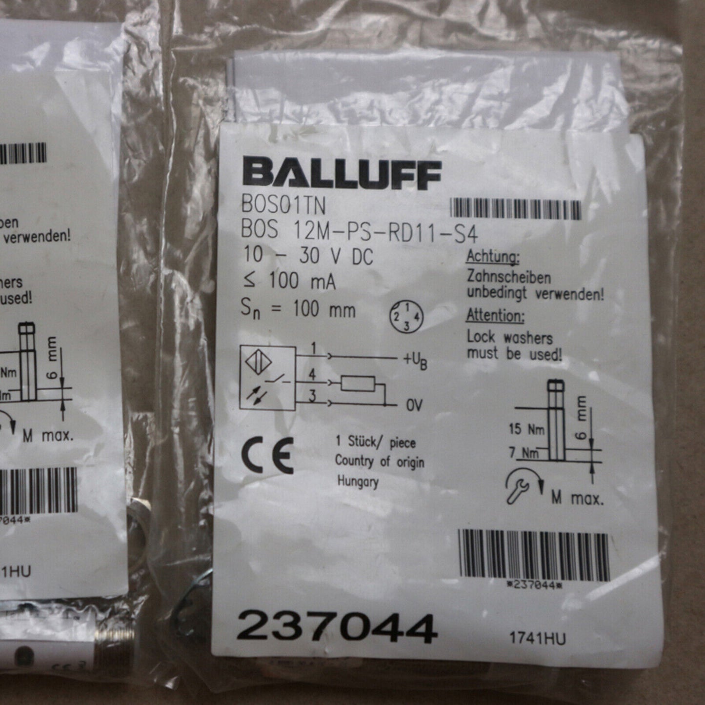 BOS 12M-PS-RD11-S4 Photoelectric Sensor - BALLUFF