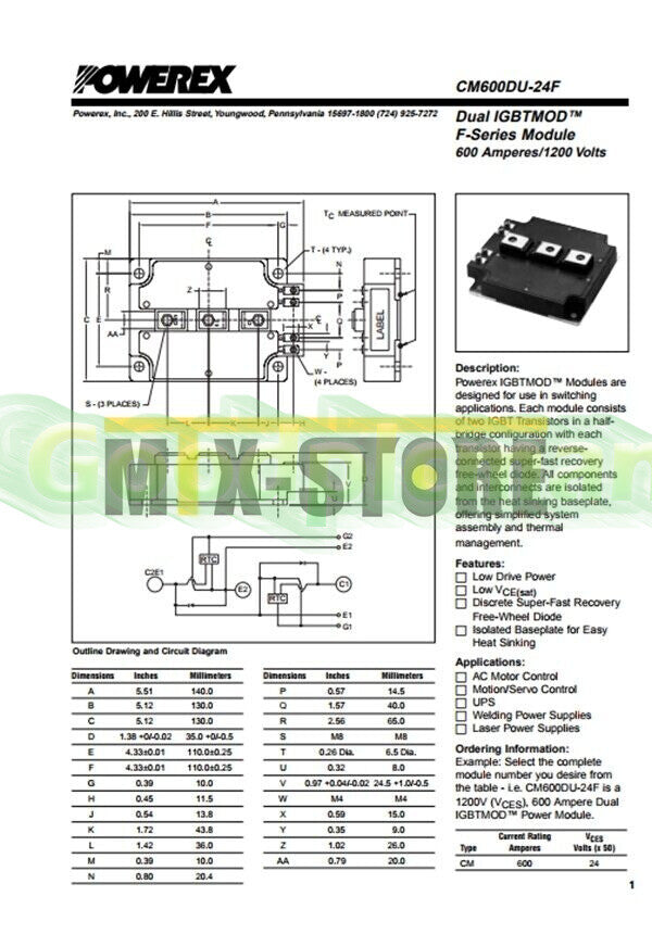 MITSUBISHI Module CM600DU-24F CM600DU24F Quality Assurance 1Pcs/