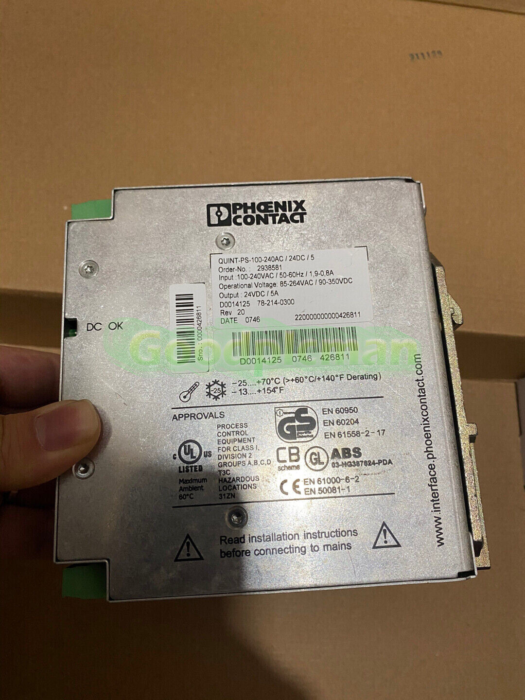phoenix QUINT-PS-100-240AC/24DC 2938581 1Pcs/