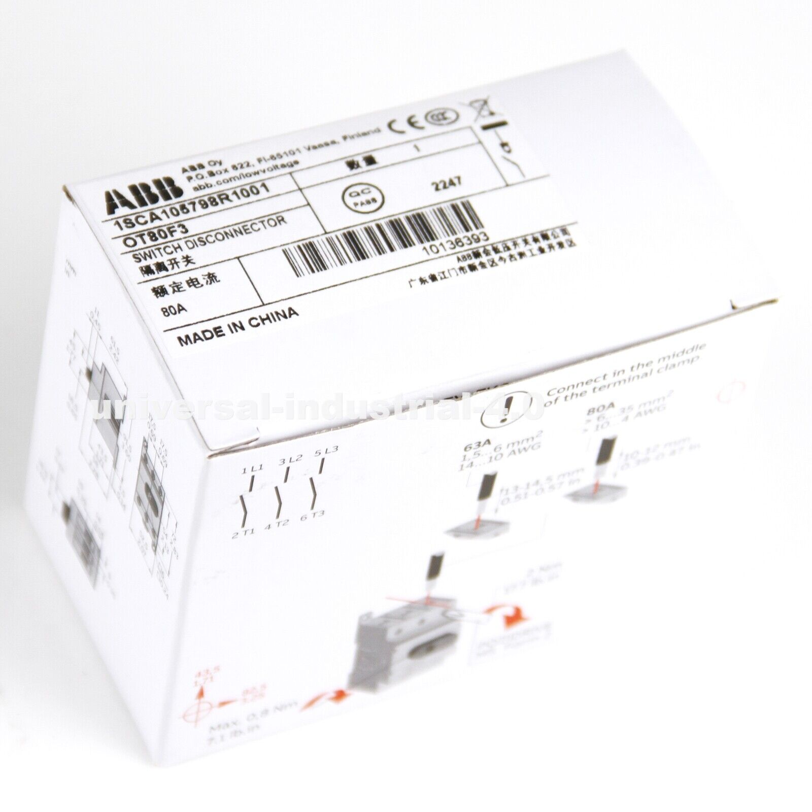 ABB OT80F3 1SCA105798R1001 10136393Disconnect Switch | ABB | industrial disconnect switch | industrial safety switch | industrial control switch - ABB