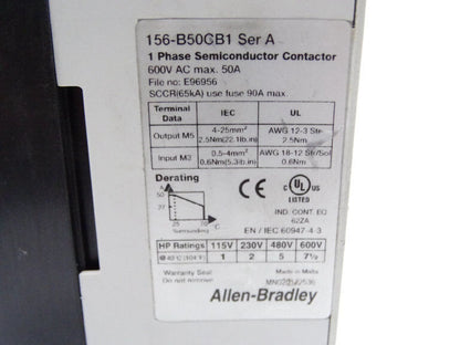 Allen Bradley 156-B50CB1 Series A Contactor - High-Quality Contactor with 200A Capacity and 240V AC Operation - ALLEN BRADLEY
