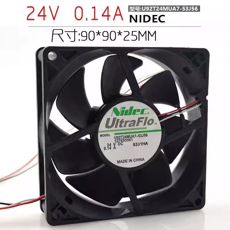 Nidec U92T24MUA7-53J25 9025 DC24V 0.14A 9CM 3-Wire Inverter Cooling Fan