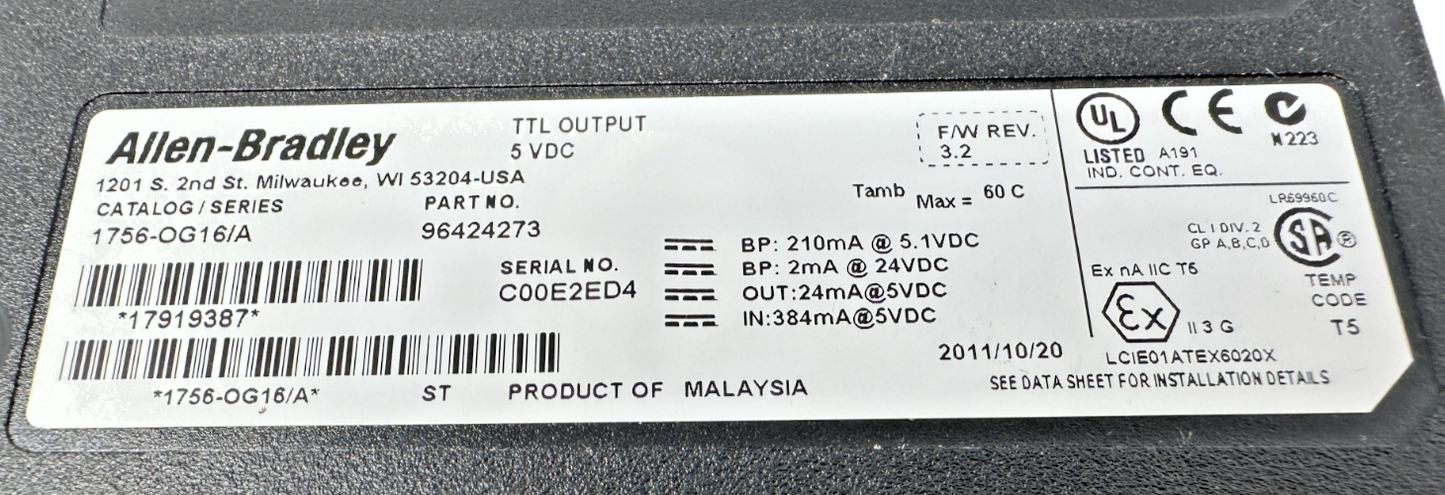 used Allen-Bradley 1756-OG16 Output Module - ALLEN-BRADLEY