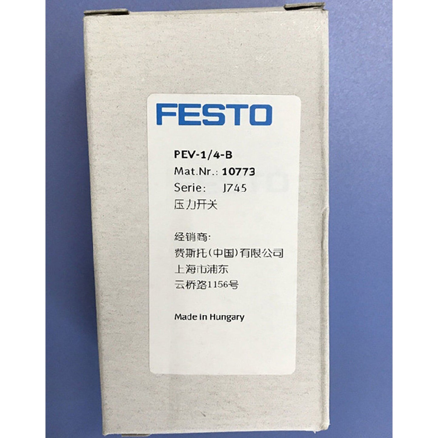 FESTO Pressure Switch PEV-1/4-B 10773 ONE Year New - FESTO