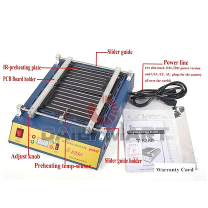 new T-8280 Infrared IR PCB Preheater Preheating Oven 1600W