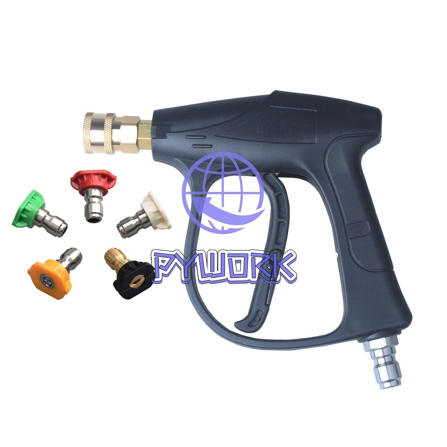 3/8" Inlet 3000 PSI High Pressure Car Wash Washer Spray Gun 5 Spray Nozzle Tip~