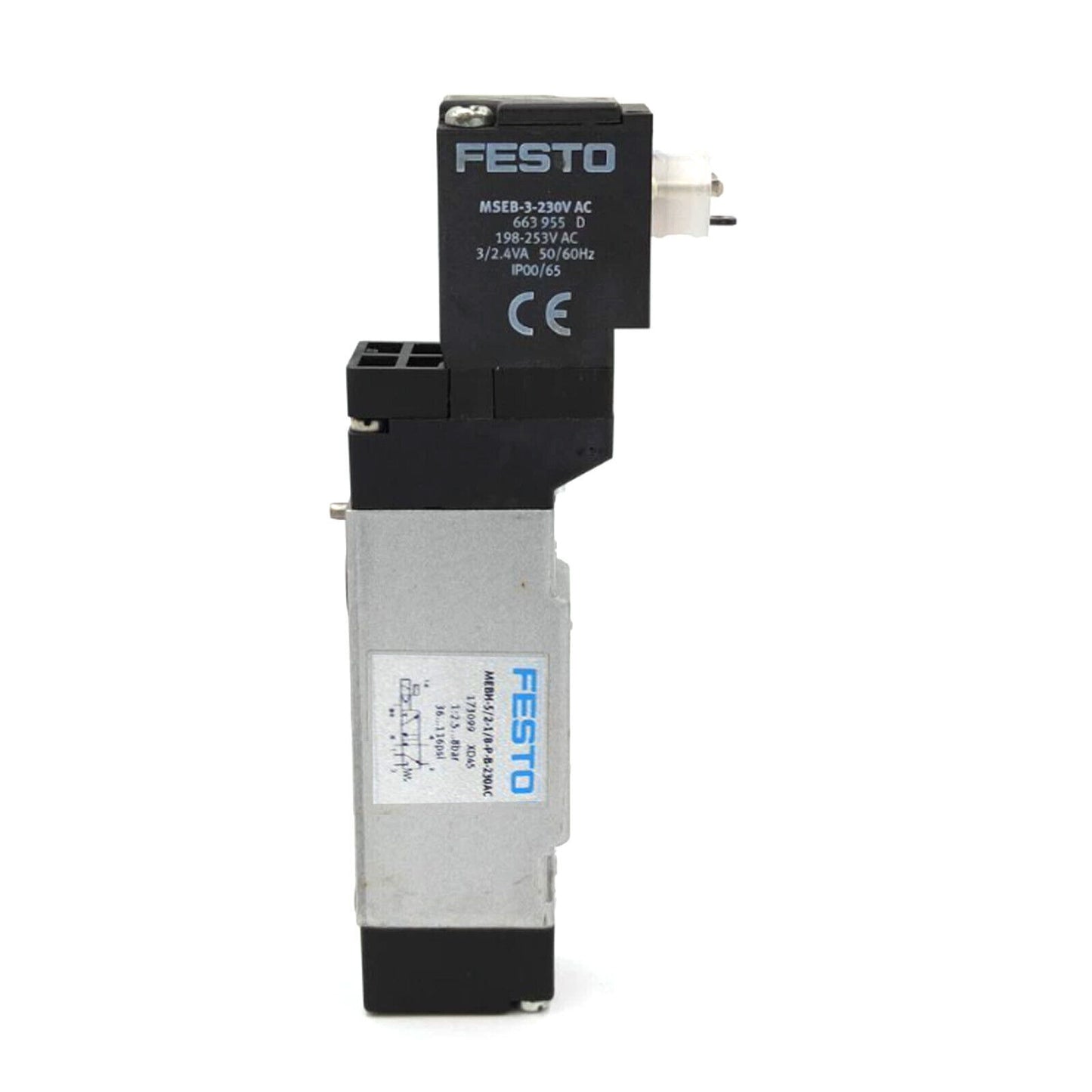 FESTO MEBH-5/2-1/8-P-B-230AC 173099 Solenoid Valve Simplified Design 230AC 173099 Model FESTO MEBH-5/2-1/8-P-B-230AC 173099 - FESTO