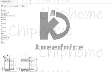 IKO NA4900 Needle Roller Bearing 10x22x13mm #