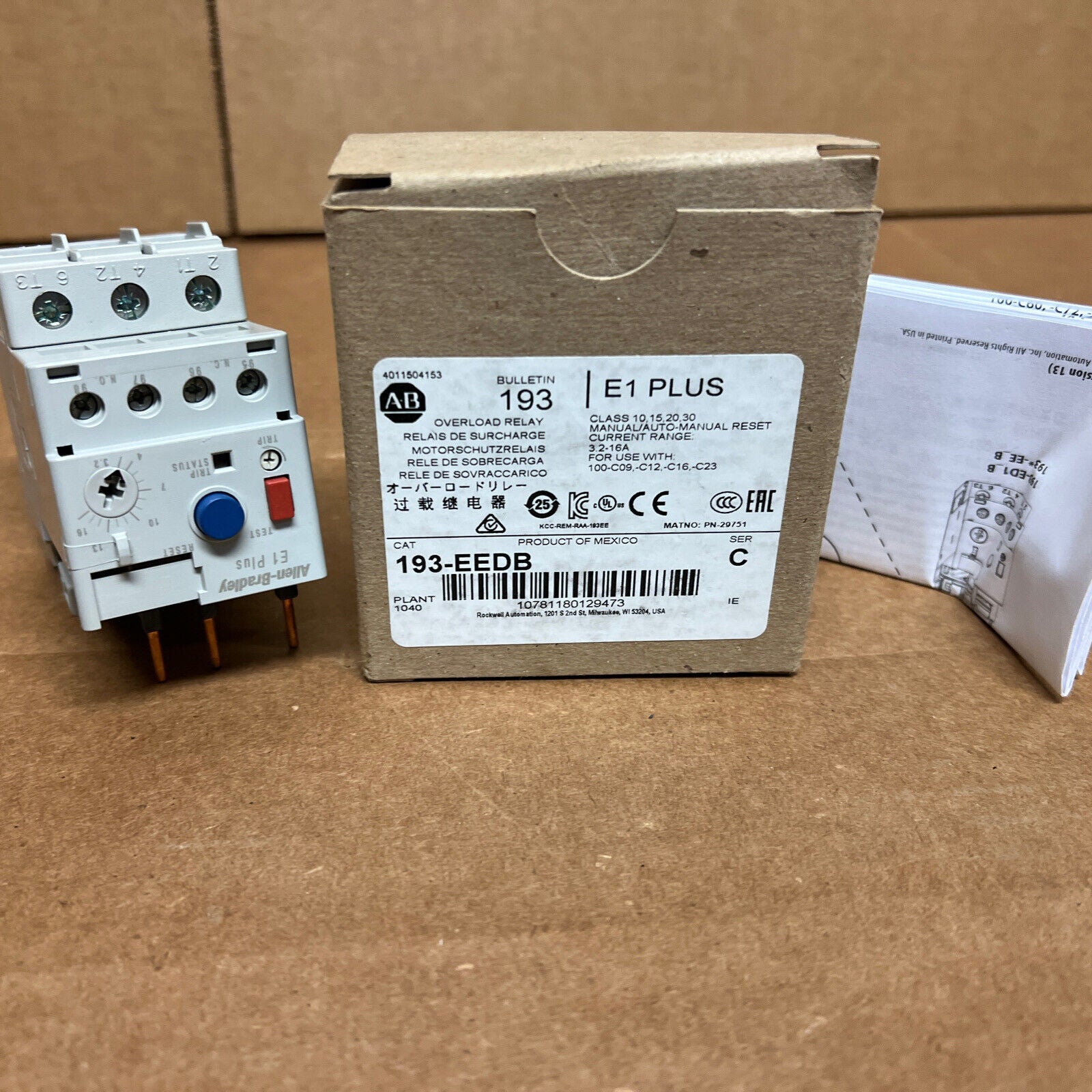Allen Bradley 193-EEDB Series C Overload Relay 3.2-16A NC & NO Trip Class 10-30 - KOEED