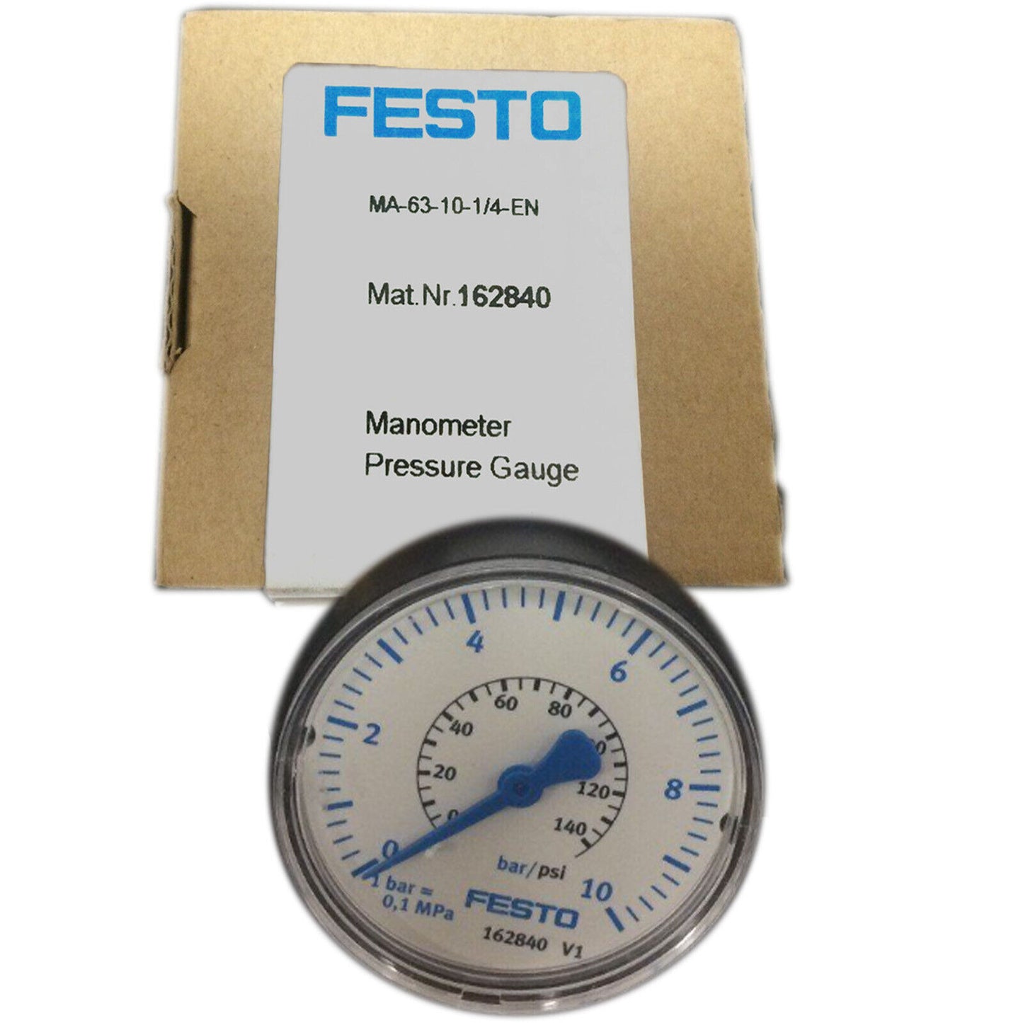 Festo MA-63-10-1/4-EN Pressure Gauge 0-10 Bar NPT - FESTO