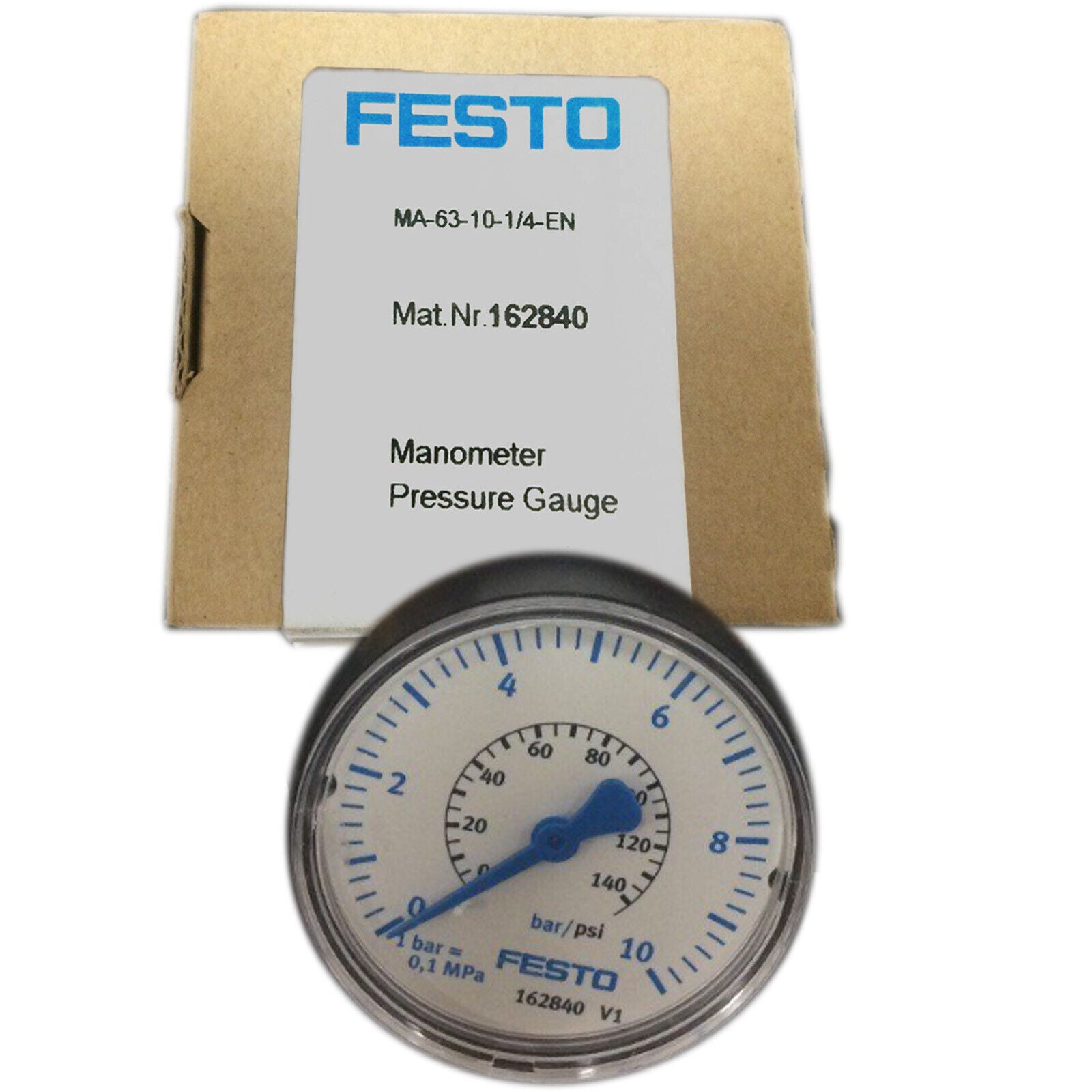 Festo MA-63-10-1/4-EN Pressure Gauge 0-10 Bar NPT - FESTO