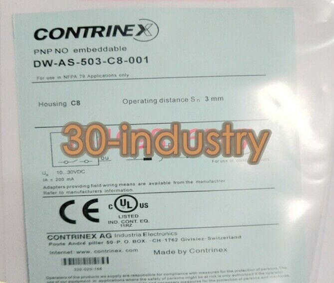 Contrinex Proximity Switch DW-AS-503-C8-001 10-30VDC 3mm SN - CONTRINEX