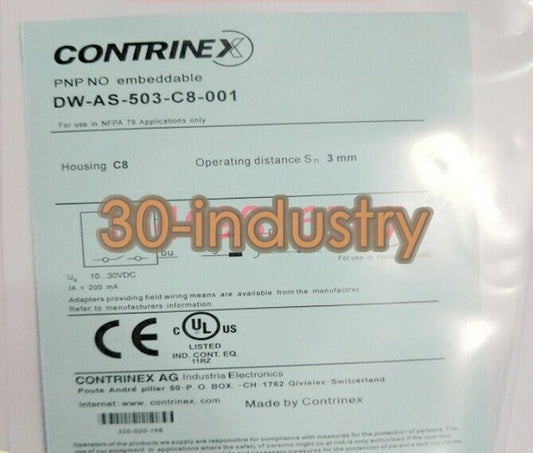 Contrinex Proximity Switch DW-AS-503-C8-001 10-30VDC 3mm SN - CONTRINEX