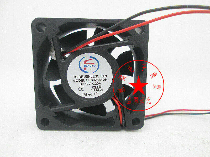 new 1PC HENGFU HF6025S12H 12V 0.20A 6025 60*60*25MM two-wire cooling fan