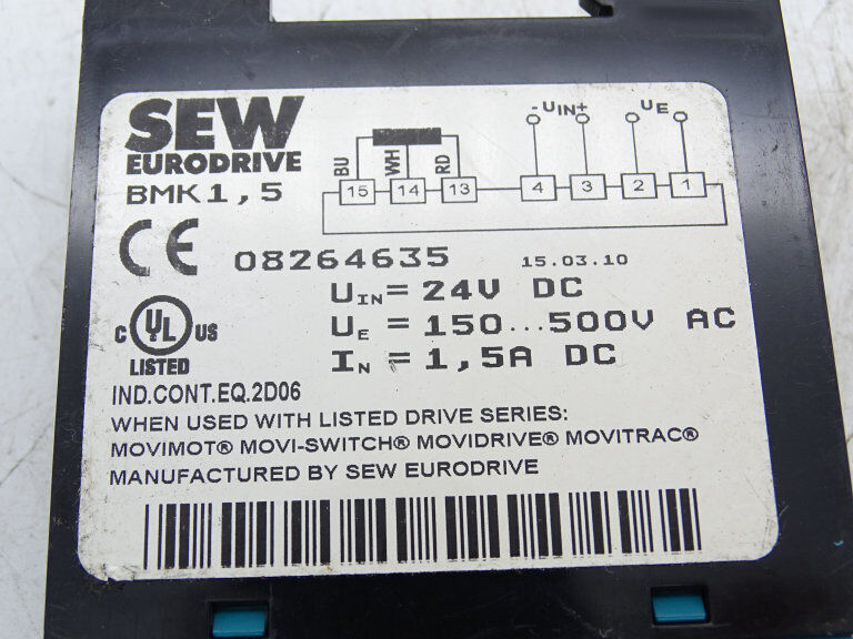 SEW EURODRIVE BMK1.5 BRAKE Precision Brake System High-Performance 200W 3000RPM 1.5HP 4-Piece Brake Kit - SEW EURODRIVE