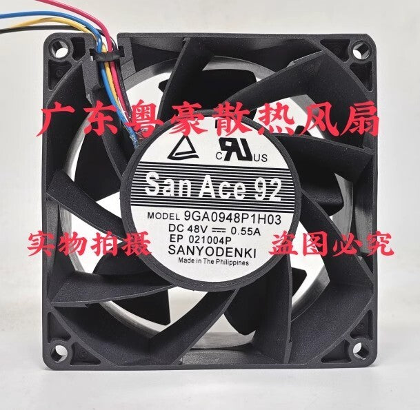 Sanyo 9GA0948P1H03 9038 DC48V 0.55A 9CM 4-Wire PWM Cooling Fan