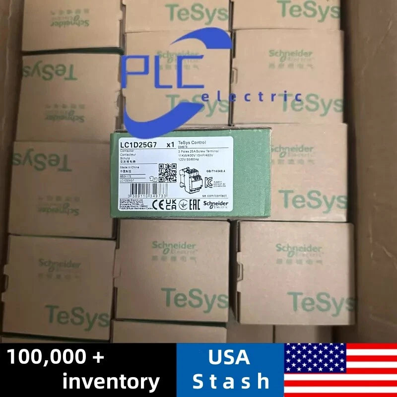 LC1D25G7 Schneider contactor 3 phase 3 NO, 120VAC 50/60Hz coil US Inventory