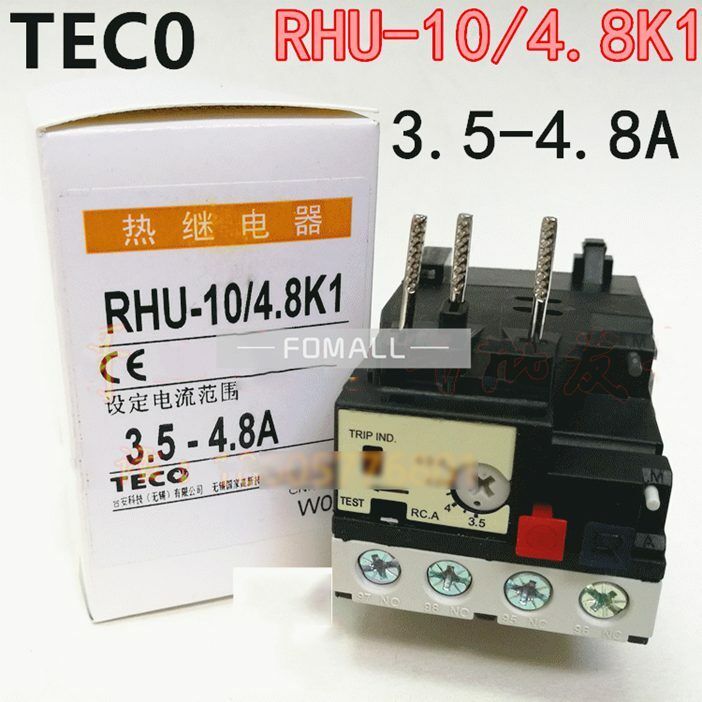 new 1Pcs For TECO thermal overload protector thermal relay RHU-10/4.8K1 (3.5-4.8A) TECO