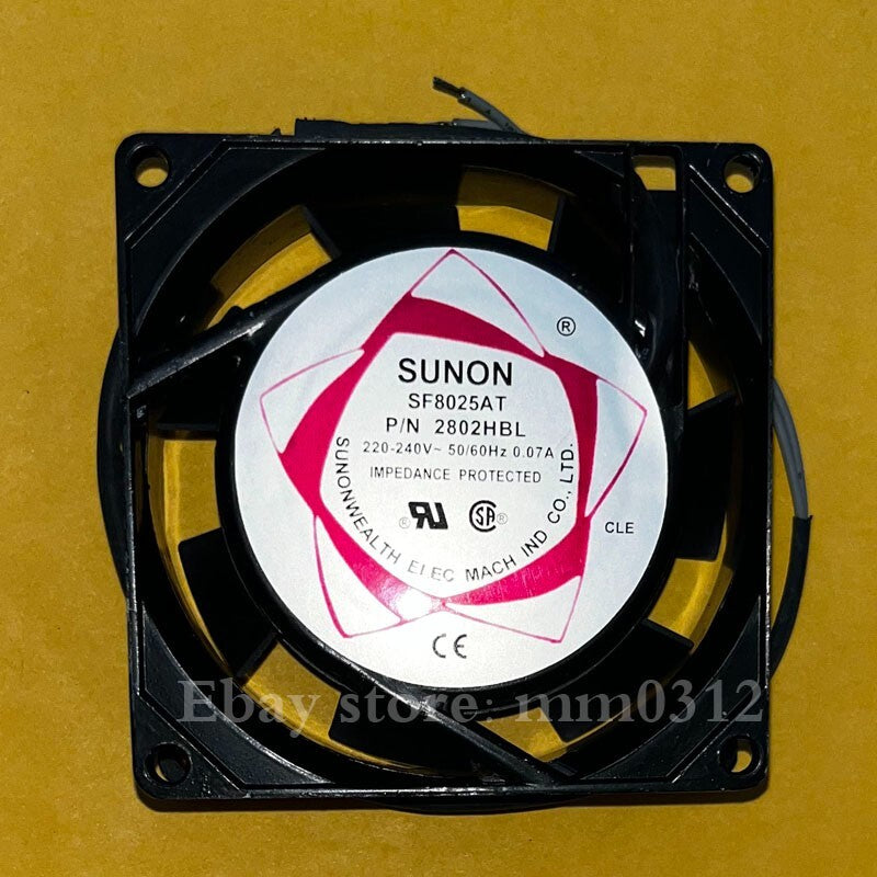 SUNON SF8025AT P/N 2082HBL 8025 220V-240V 0.07A Dual Ball Axial Cooling Fan