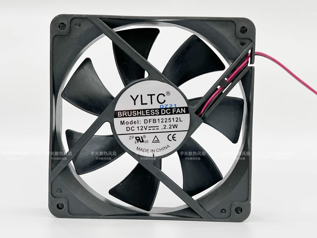 YLTC DFB122512L 12025 DC12V 2.2W 12CM 2-Wire Dual Ball Cooling Fan