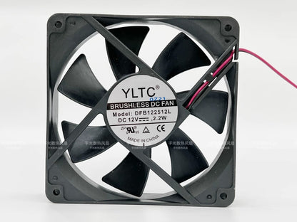 YLTC DFB122512L 12025 DC12V 2.2W 12CM 2-Wire Dual Ball Cooling Fan