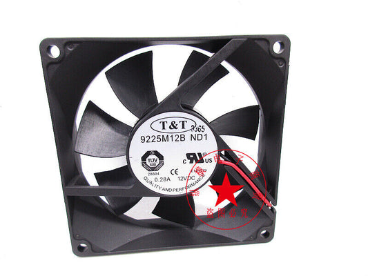 Used T&T 9225M12B ND1 12V 0.28A 9025 9CM 2-wire cooling fan - T&T