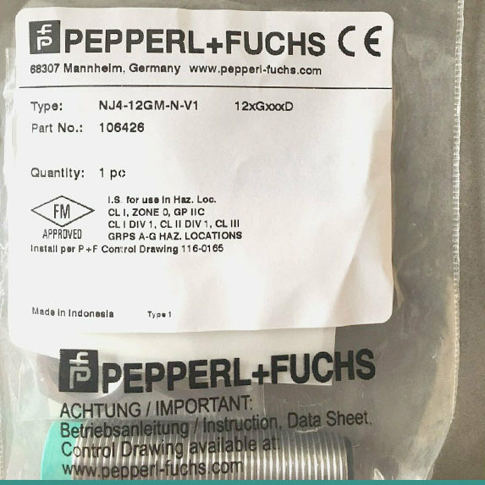 New One Proximity Sensor Pepperl+ Fuchs NJ4-12GM-N-V1 Fast - PEPPERL+ FUCHS
