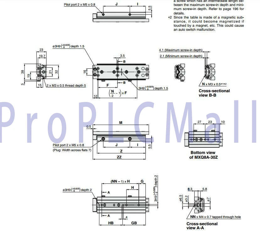 SMC MXQ16A-30Z Pneumatic slide cylinder ~1PCS