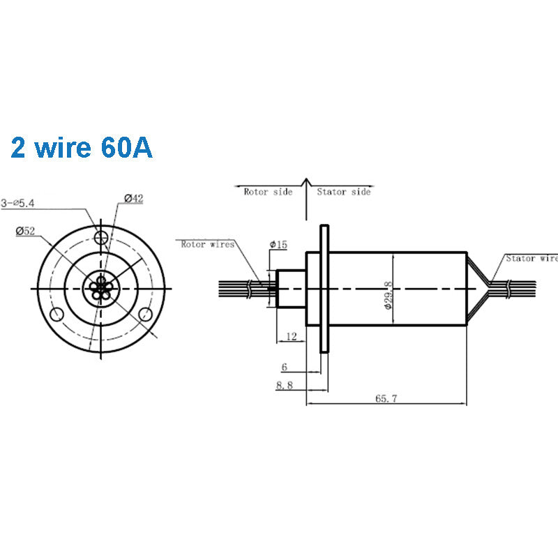 High Current Conductive Slip Ring Electric Rotary Joint 2-12 Wires 2A-60A