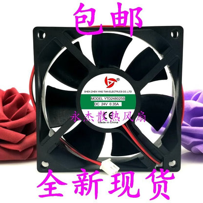 1PCS YTD248025B 8025 DC24V 0.35A 8CM 2-pin silent cooling fan