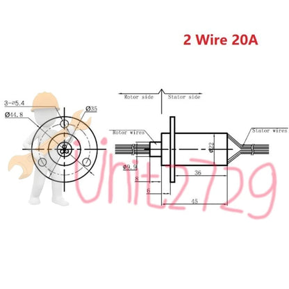 2-24 Wires2A-30A MW1230 High Current Conductive Slip Ring Electric Rotary Joint