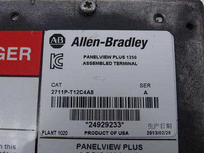 NEW ALLEN BRADLEY 2711P-T12C4A8 PANELVIEW 1250 PLUS 6 TERMINAL - ALLEN BRADLEY