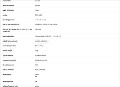 10PCs  Festo VAF-PK-6 160239 Vacuum Filter