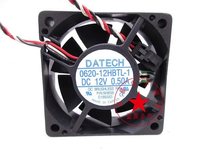 DATECH 0620-12HBTL-1 6020 DC12V 0.50A 6CM 3-Pin Server Cooling Fan