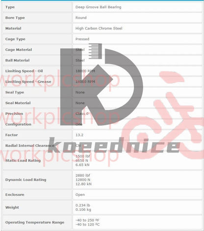 NTN 6204 Single Row Radial Ball Bearing - Open Type 20x47x14mm.