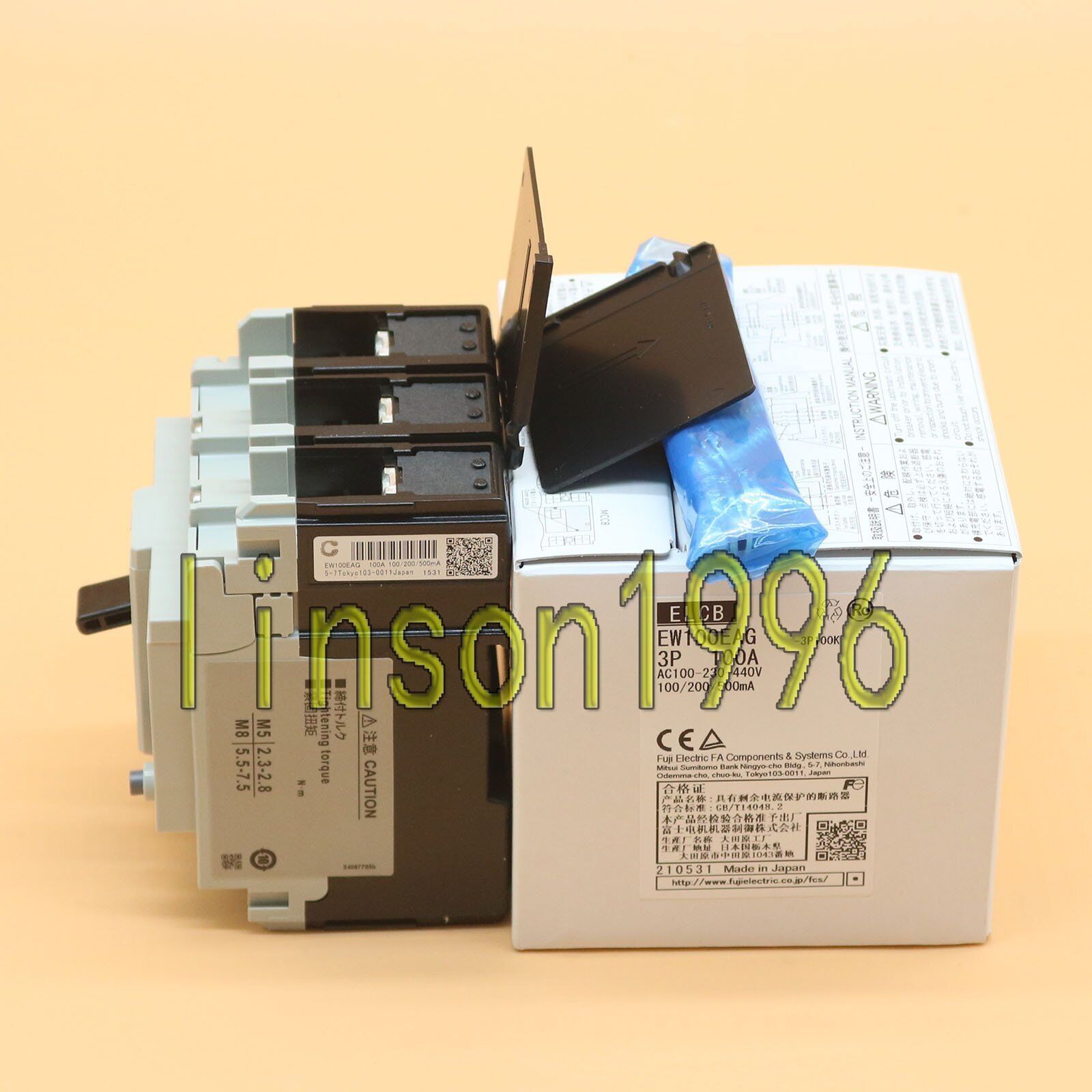 One FUJI Fe air switch leakage circuit breaker EW100EAG 3-phase 100A in box - FUJI ELECTRIC