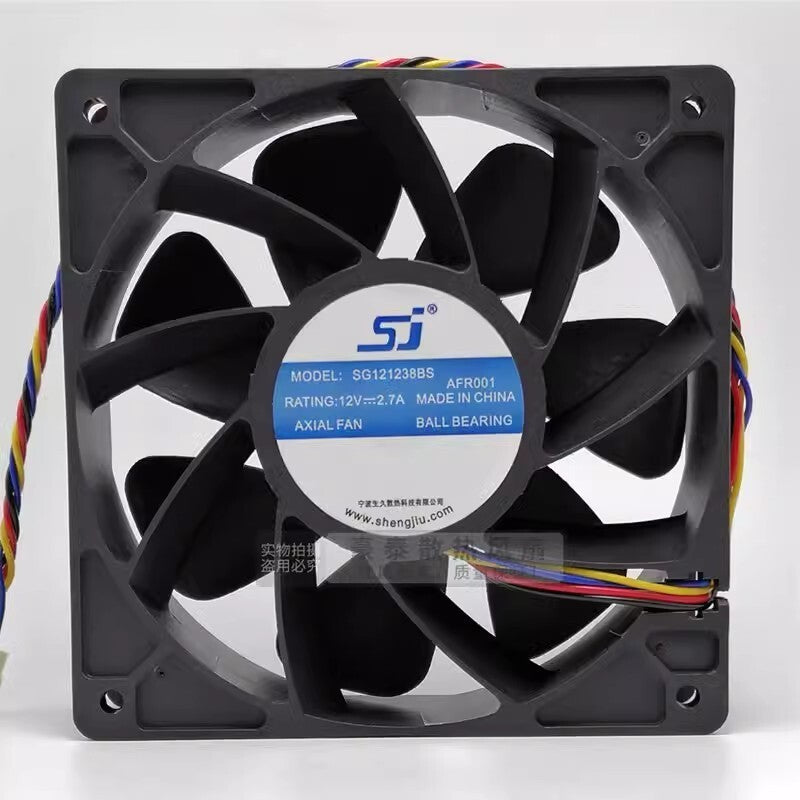 SJ SG121238BS DC12V 2.7A 4-Wire Silent Cooling Fan