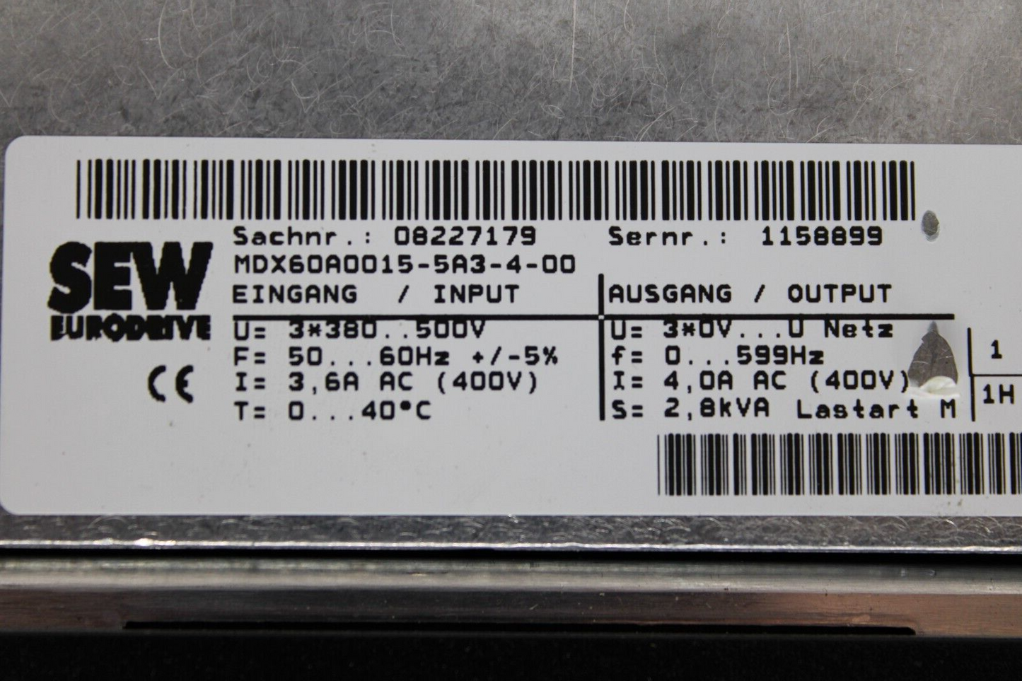 used Sew MDX60A0015-5A3-4-00 MDX61B0015-5A3-4-OT Inverter Drive - SEW