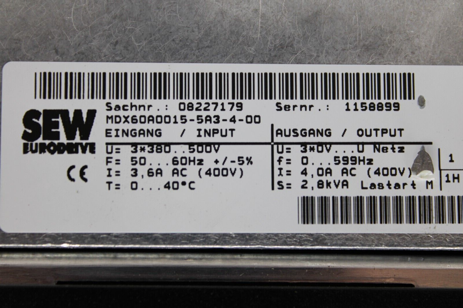 used Sew MDX60A0015-5A3-4-00 MDX61B0015-5A3-4-OT Inverter Drive - SEW