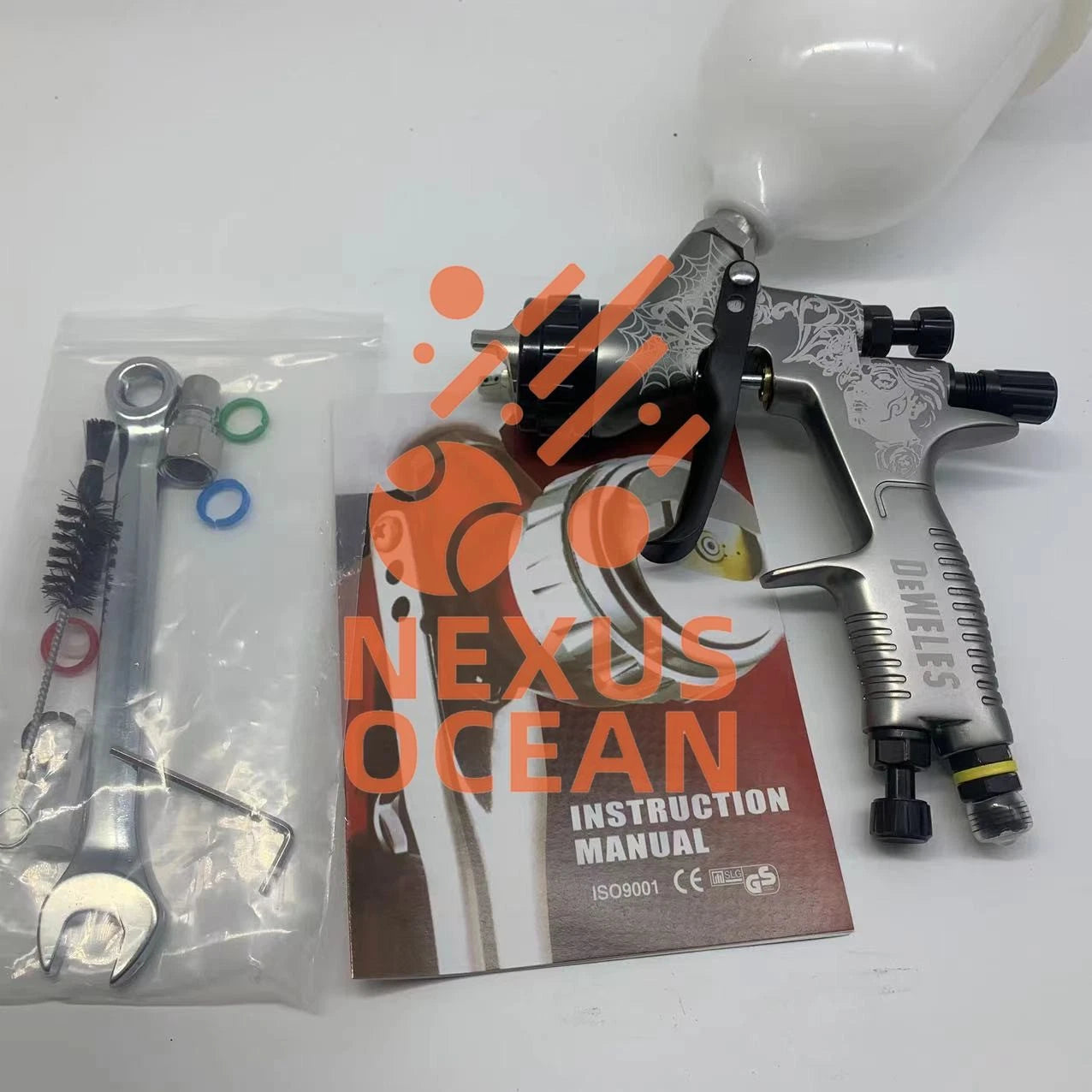 TE20 1.3MM Nozzle Grey Spray Gun 600ML CUP HVLP Paint Tool for Devilbiss