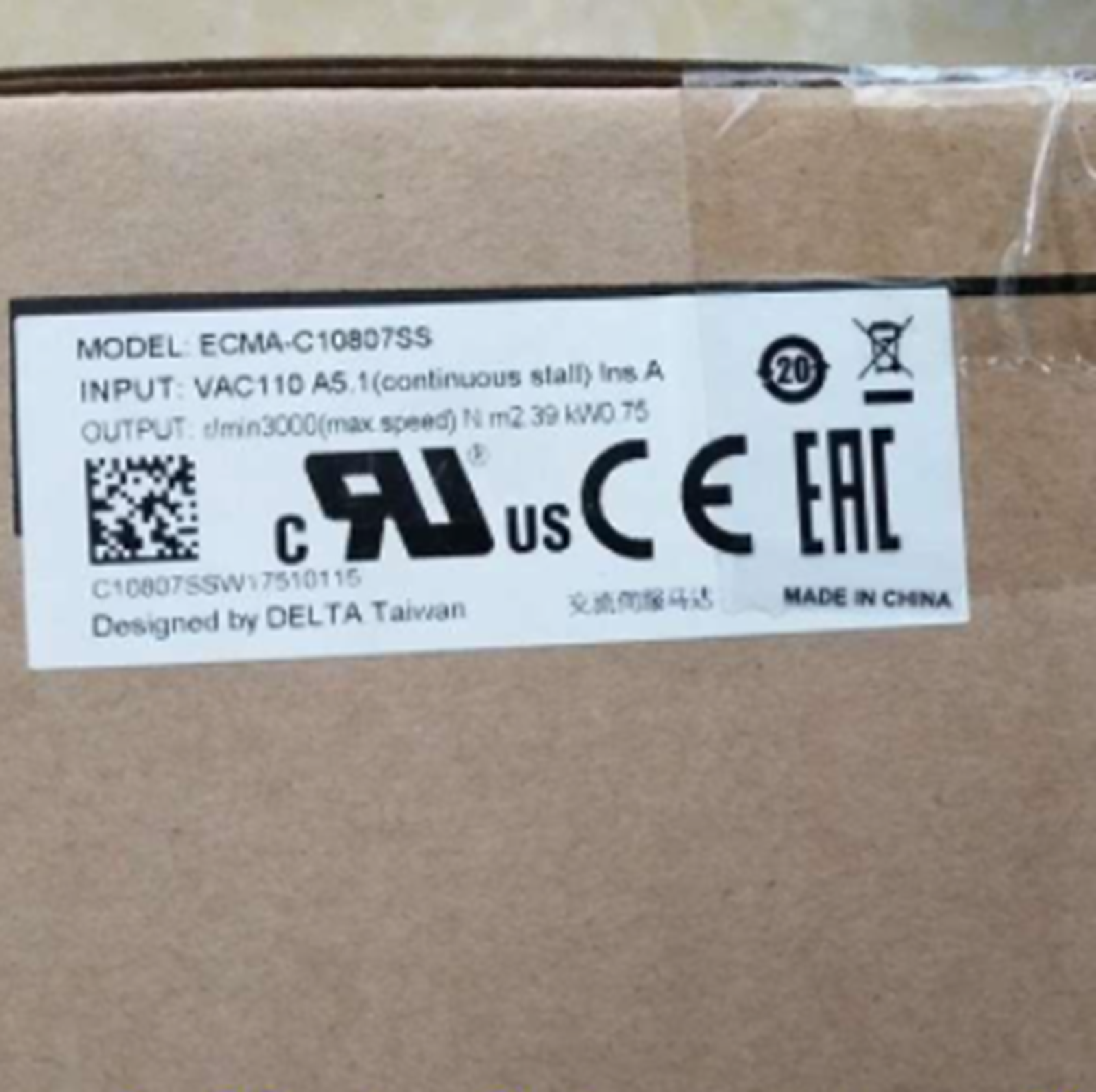 new  DELTA ECMA-C10807SS Brake Servo Motor 750W DELTA