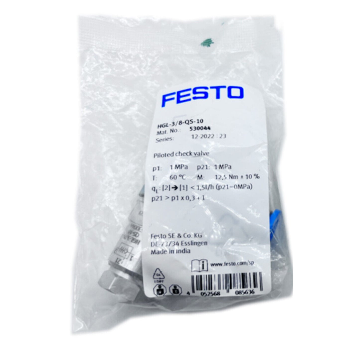 new 1PC Festo throttle valve HGL-3/8-QS-10 530044 - FESTO