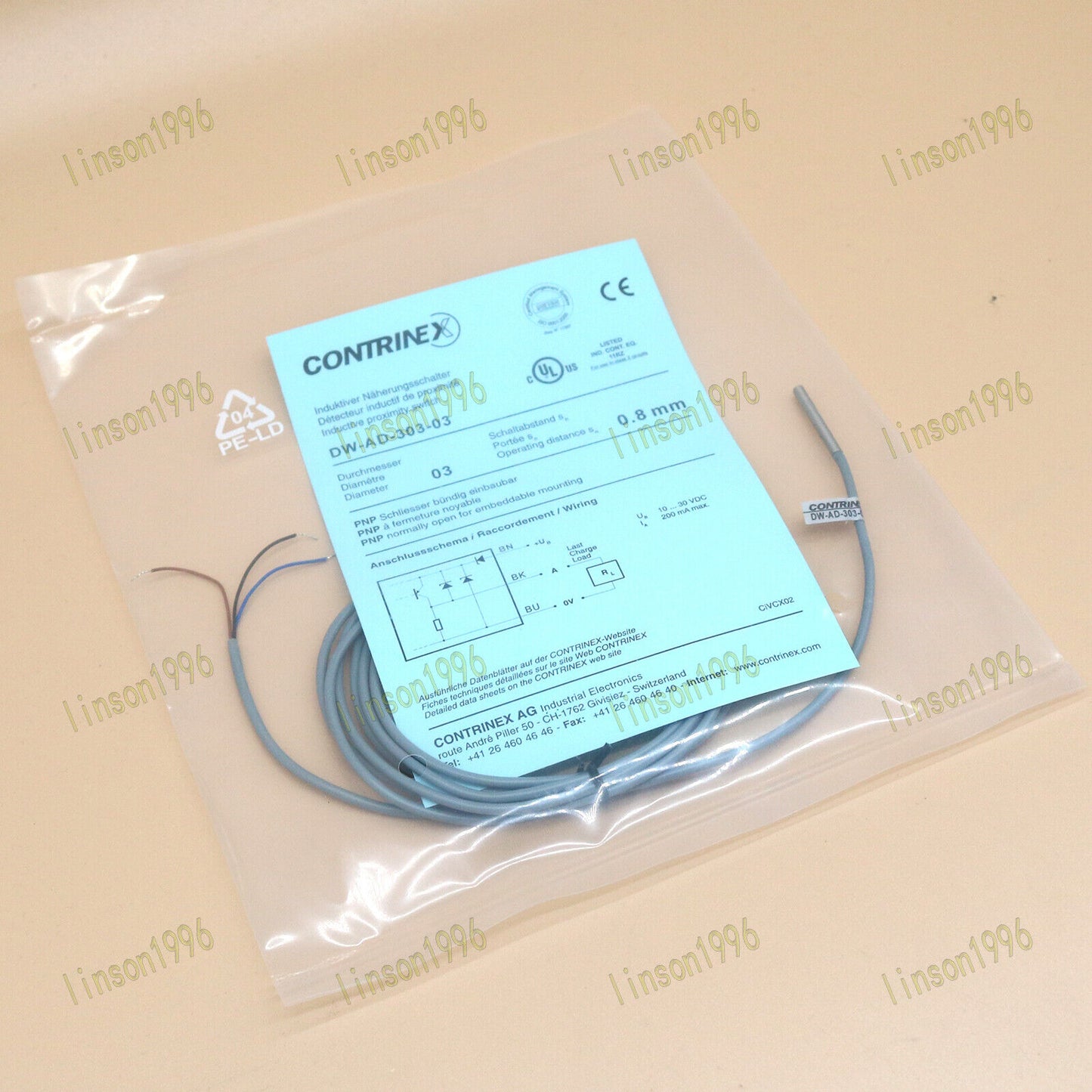 1PC Contrinex Proximity Switch DW-AD-303-03 - CONTRINEX