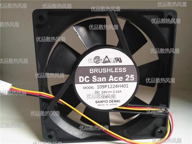 Sanyo 109P1224H401 12025 DC24V 0.24A 120*120*25MM 3-Pin Inverter Cooling Fan