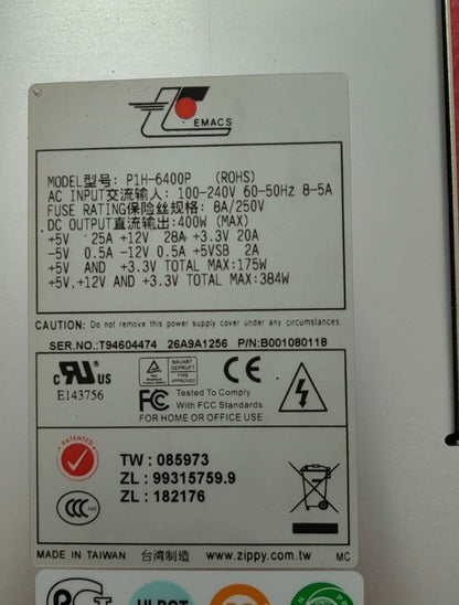 1PC Orginal EMACS P1H-6400P (ROHS) 400W server 1U power supply Tested