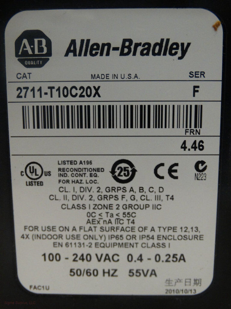 Allen Bradley 2711-T10C20X: Professional Series HMI Display Unit - ALLEN BRADLEY