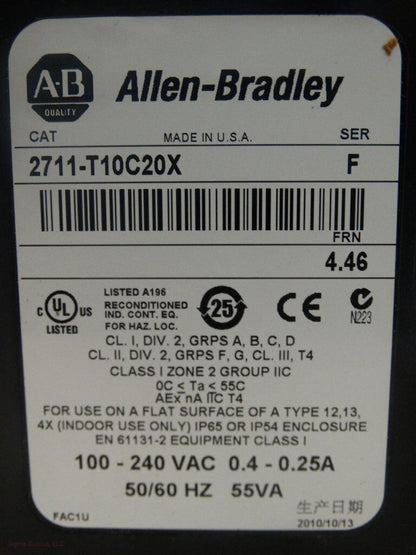 Allen Bradley 2711-T10C20X: Professional Series HMI Display Unit - ALLEN BRADLEY