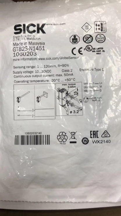 1PCS  SICK GTB2S-N1451  GTB2SN1451   PHOTOELECTRIC SENSOR