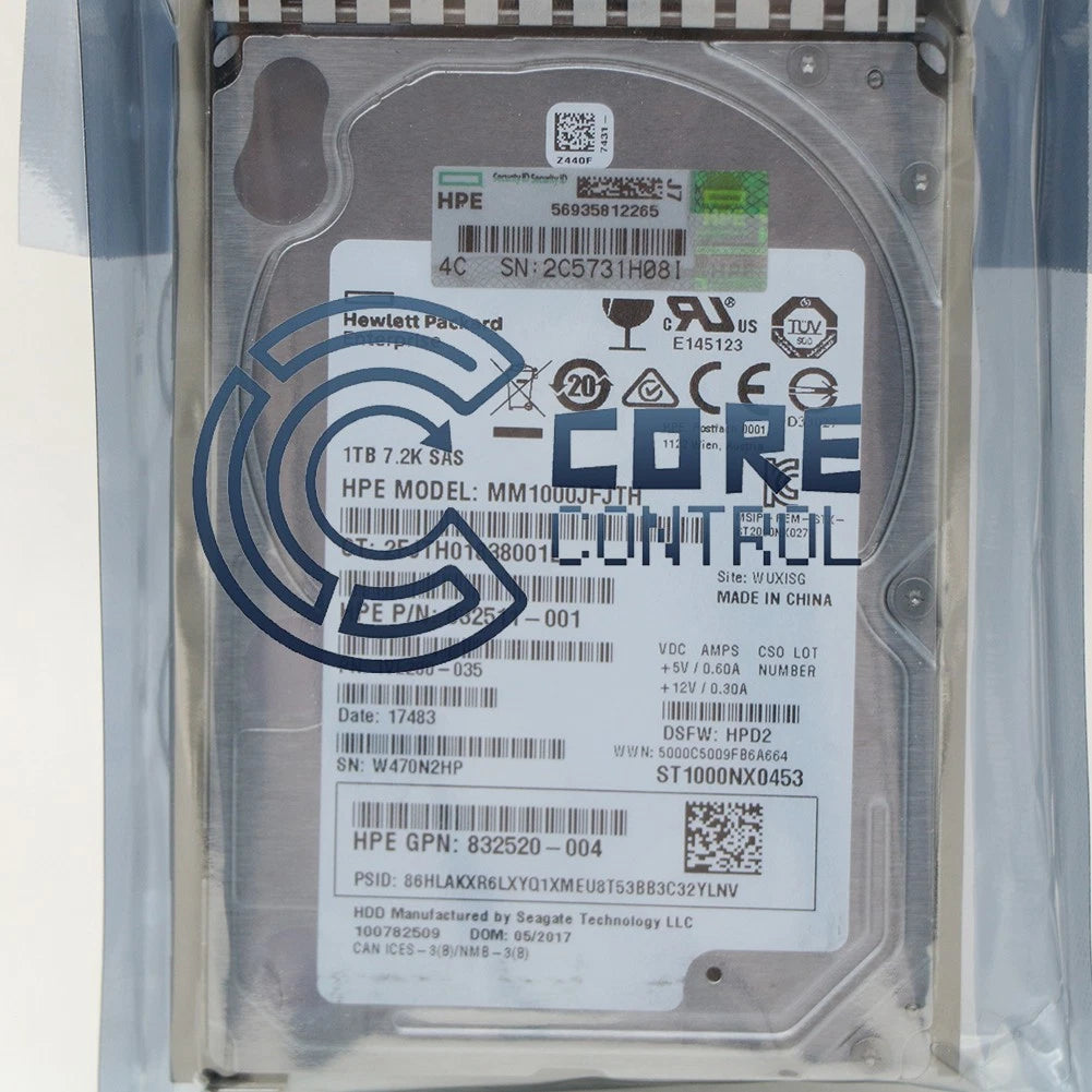 1PCS HPE 832984-001 832514-B21 1TB 7.2K 12G SFF 2.5 SAS SC HDD G9 G8