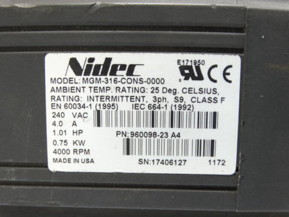 NIDEC CORP MGM-316 SERVO MOTOR - NIDEC CORP